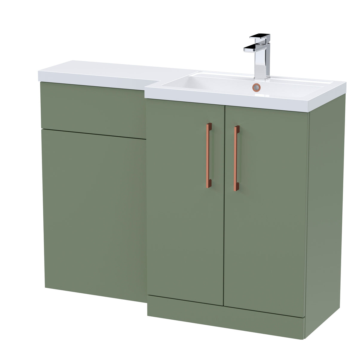 Bramshall Combination Vanity Unit with Basin & WC, Right Hand, 1100mm x 390mm - Choice of Colour and Handle Finish