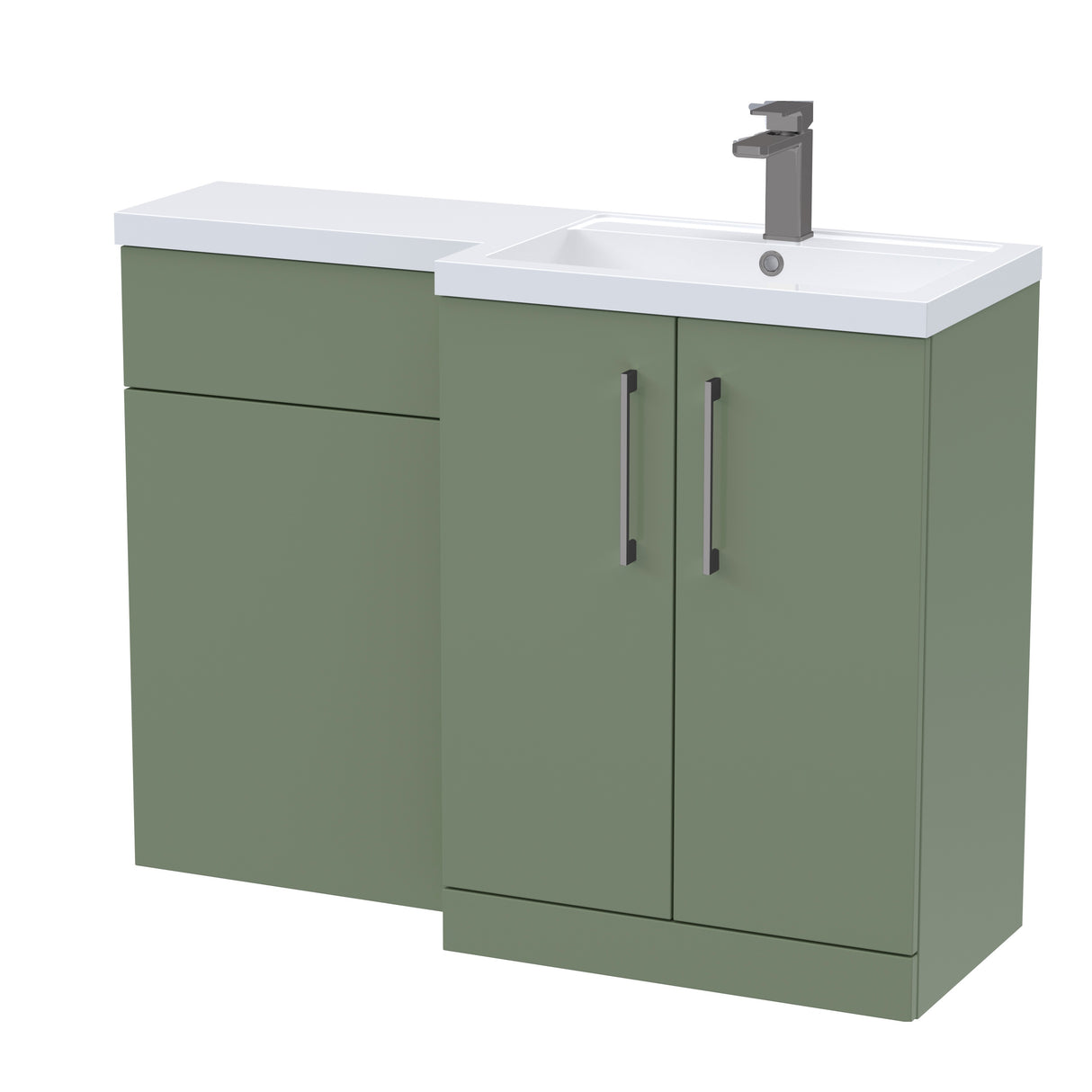 Bathroom Vanity Unit with Basin & WC, Right Hand, 1100mm x 390mm - Choice of Colour