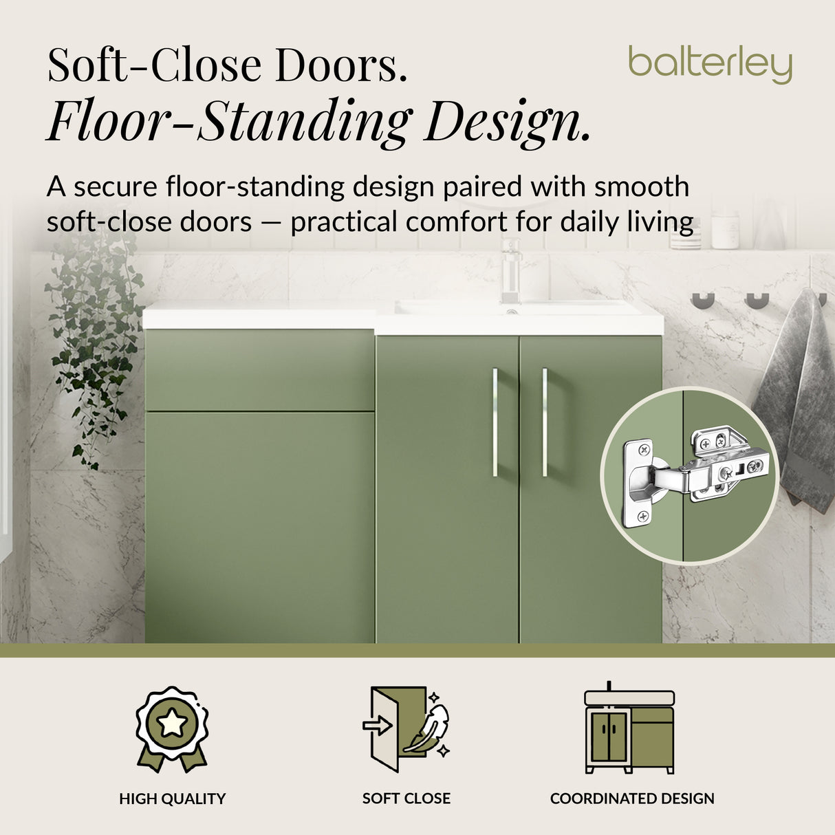 Bathroom Vanity Unit with Basin & WC, Right Hand, 1100mm x 390mm - Choice of Colour