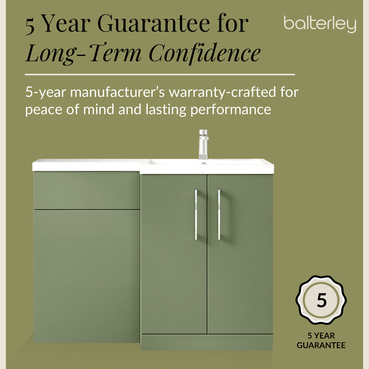 Bathroom Vanity Unit with Basin & WC, Right Hand, 1100mm x 390mm - Choice of Colour