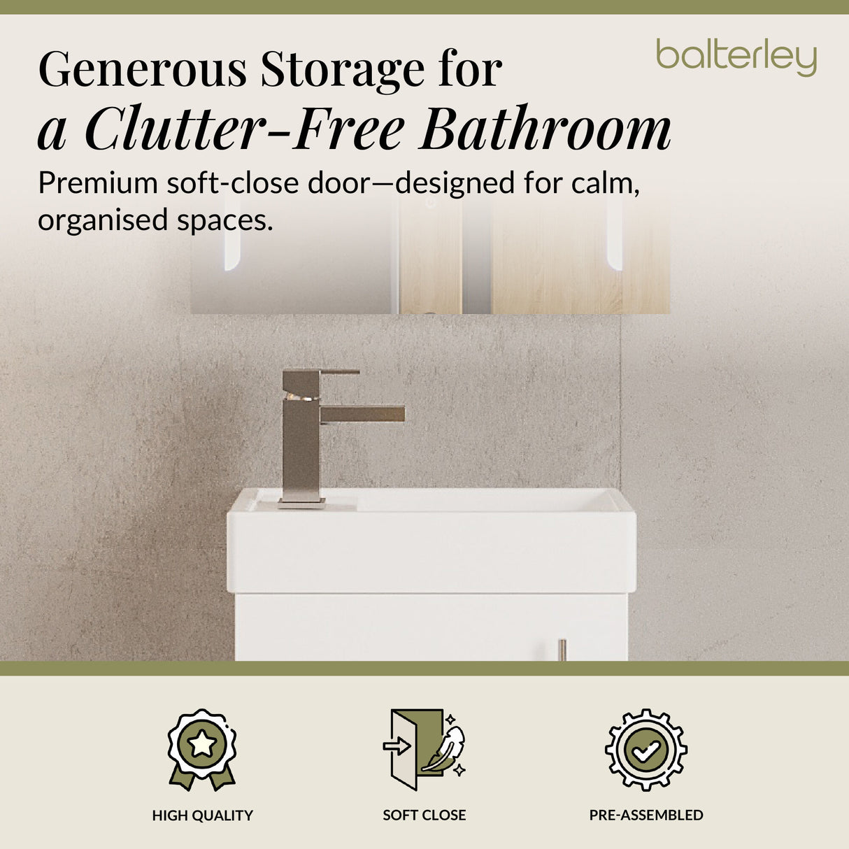 400mm Floor Standing Bathroom Vanity & Basin - Chrome Handle - Gloss White