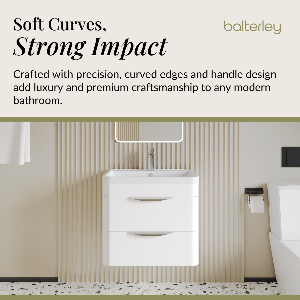 Modern 2-Drawer Wall Hung Vanity Basin Unit with Ceramic Basin - 600mm