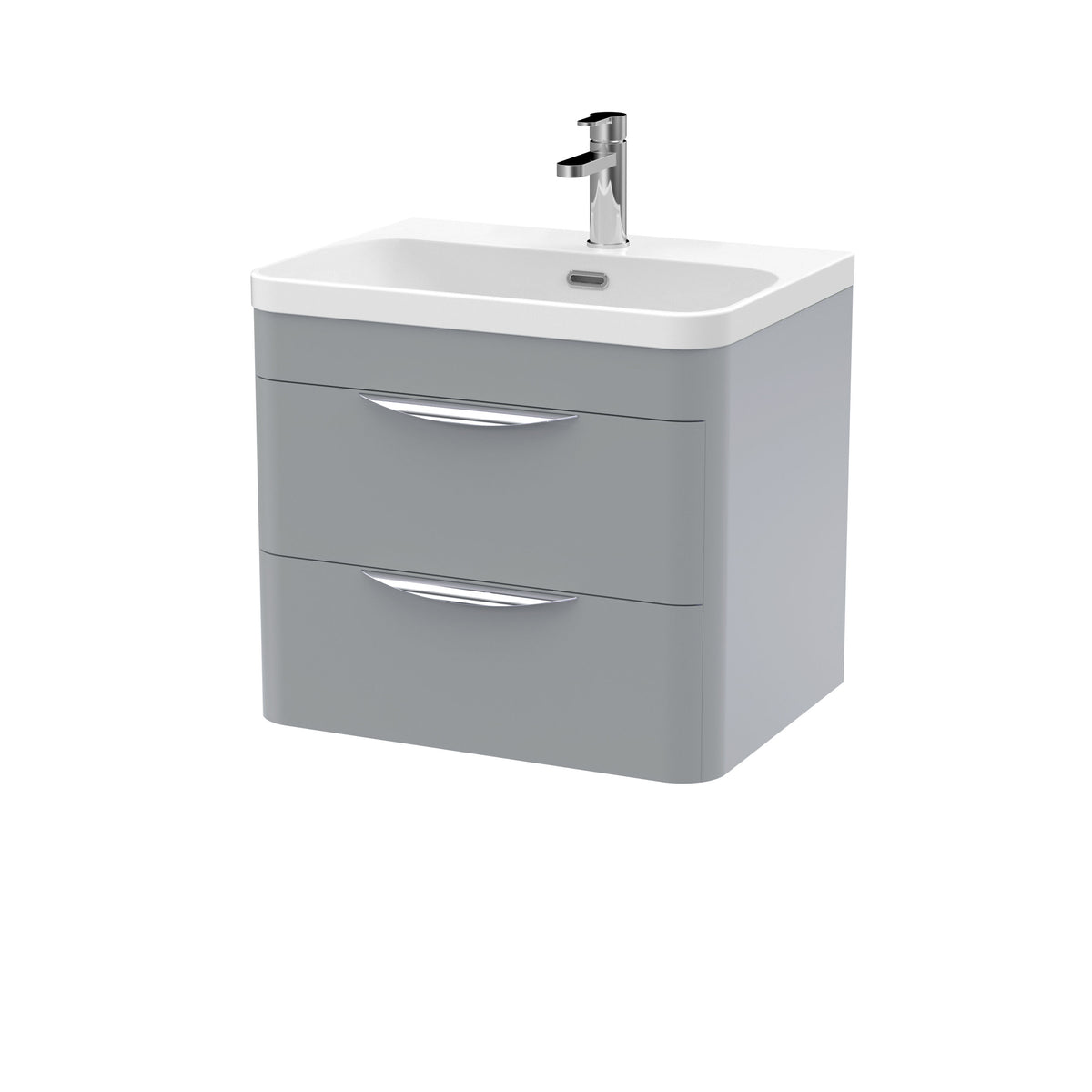 BFWA202B Aldershawe Contemporary 2 Drawer Wall Hung Vanity Unit with Thin-Edge Basin - Choice of Size and Colour - Cutout