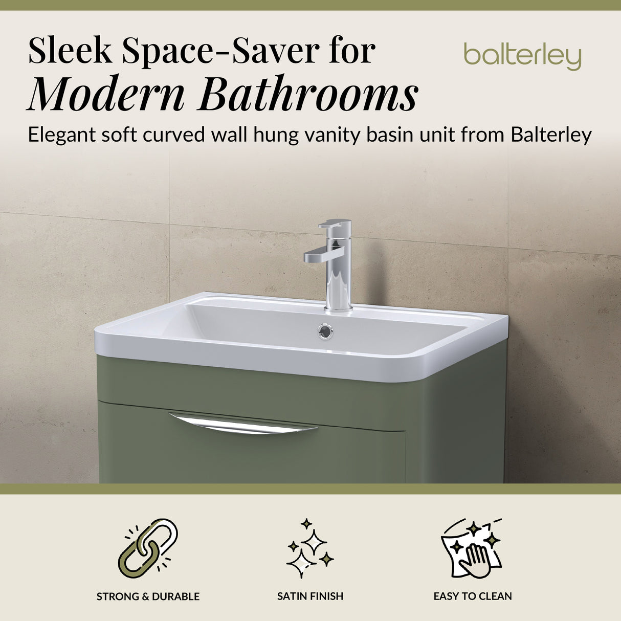 Modern 2-Drawer Wall Hung Vanity Basin Unit with Ceramic Basin - 600mm