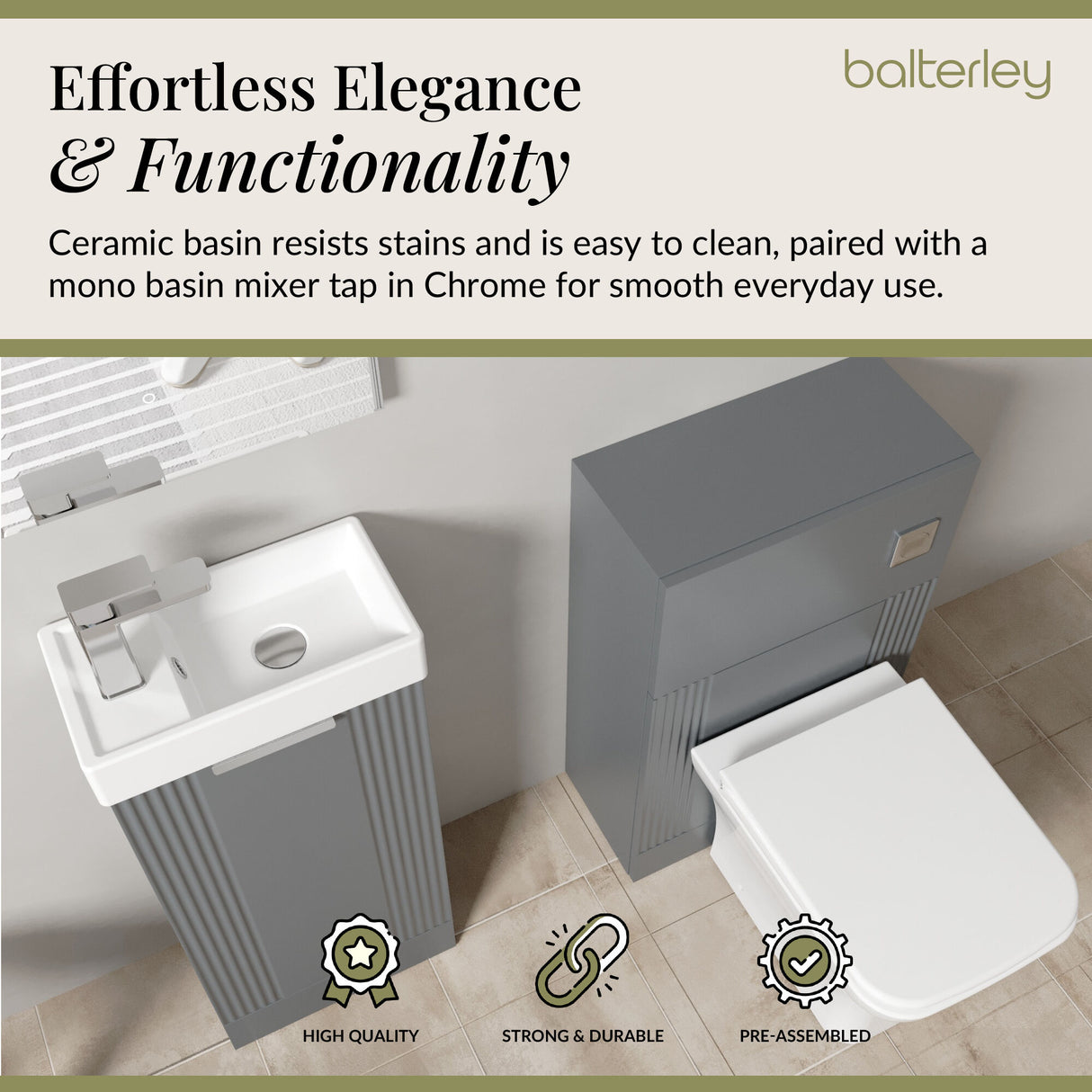 Retro Cloakroom Suite - Floor Standing Vanity Basin Unit, WC Unit, Toilet and Tap