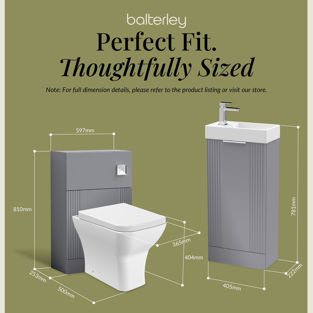 Retro Cloakroom Suite - Floor Standing Vanity Basin Unit, WC Unit, Toilet and Tap