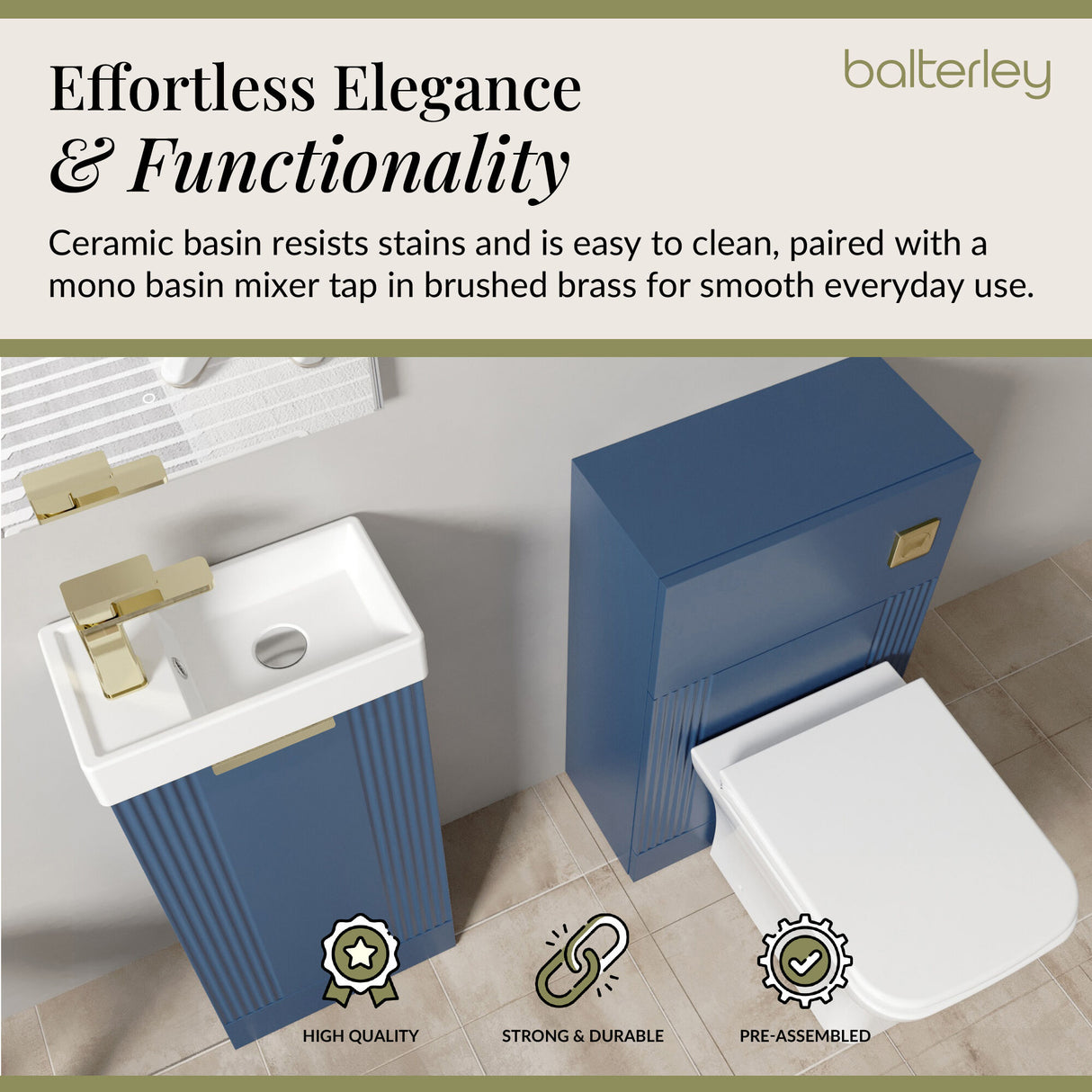 Retro Cloakroom Suite - Floor Standing Vanity Basin Unit, WC Unit, Toilet and Tap