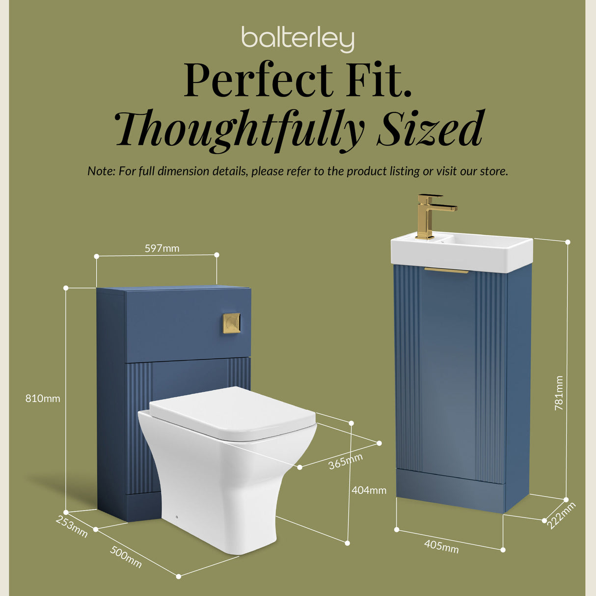 Retro Cloakroom Suite - Floor Standing Vanity Basin Unit, WC Unit, Toilet and Tap