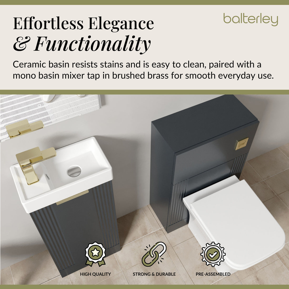 Retro Cloakroom Suite - Floor Standing Vanity Basin Unit, WC Unit, Toilet and Tap