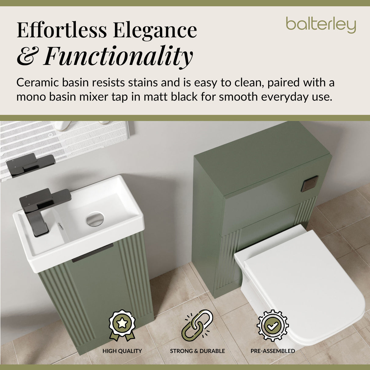 Retro Cloakroom Suite - Floor Standing Vanity Basin Unit, WC Unit, Toilet and Tap