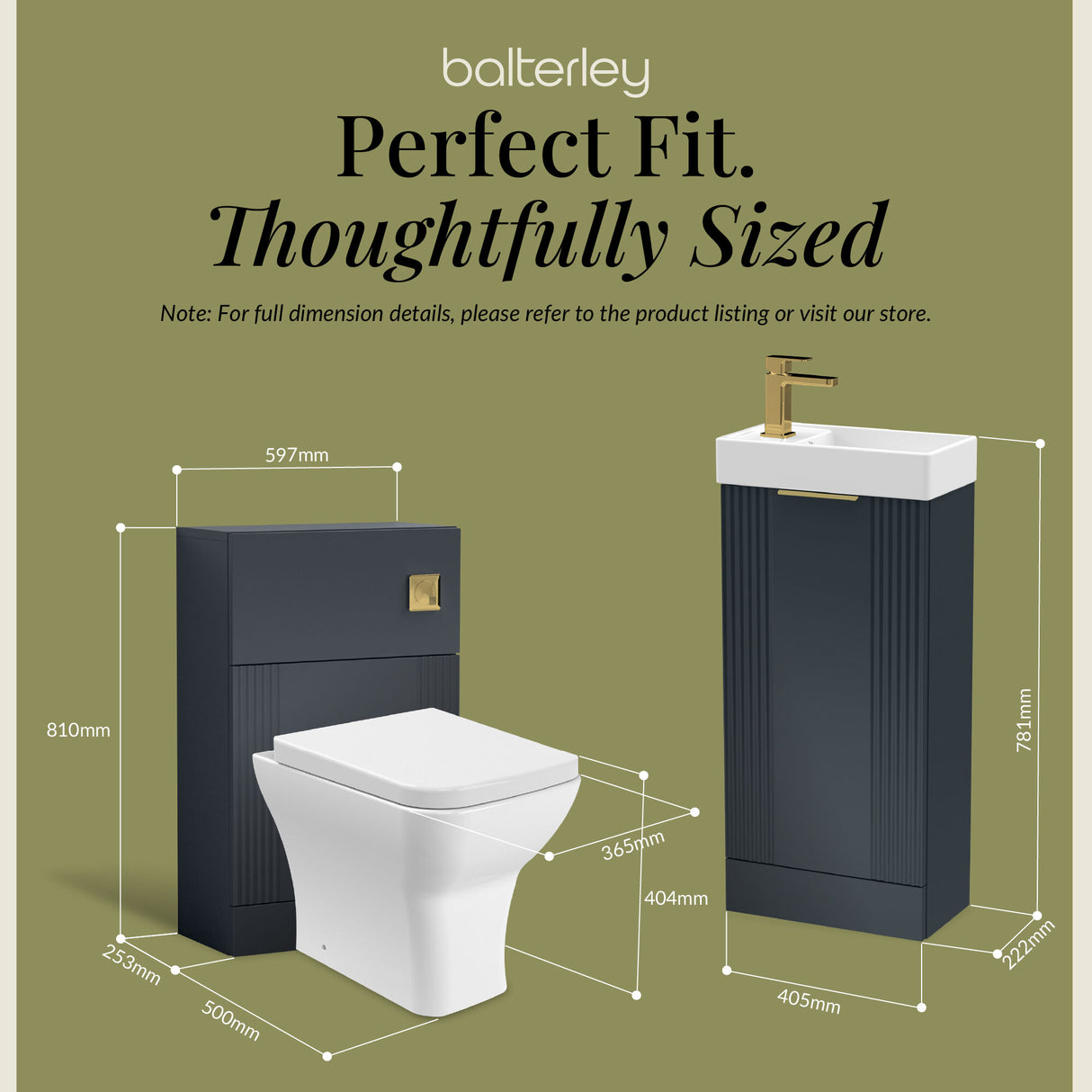 Retro Cloakroom Suite - Floor Standing Vanity Basin Unit, WC Unit, Toilet and Tap
