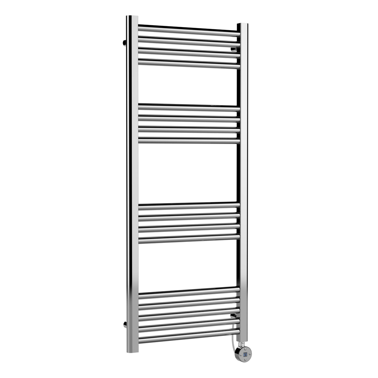 Electric Round Tube Heated Towel Rail with 17 Bars, 1200 x 500mm, Choice of Finish