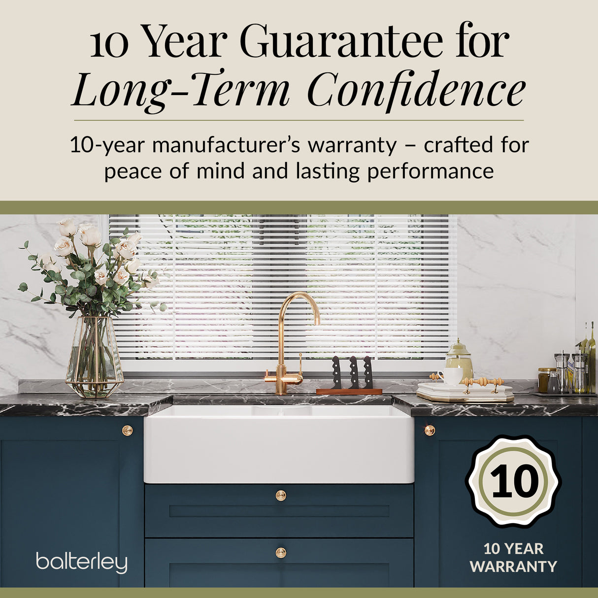 Double Bowl Fireclay Ceramic Butler Kitchen Sink with Stepped Weir, Tap Ledge & Wastes