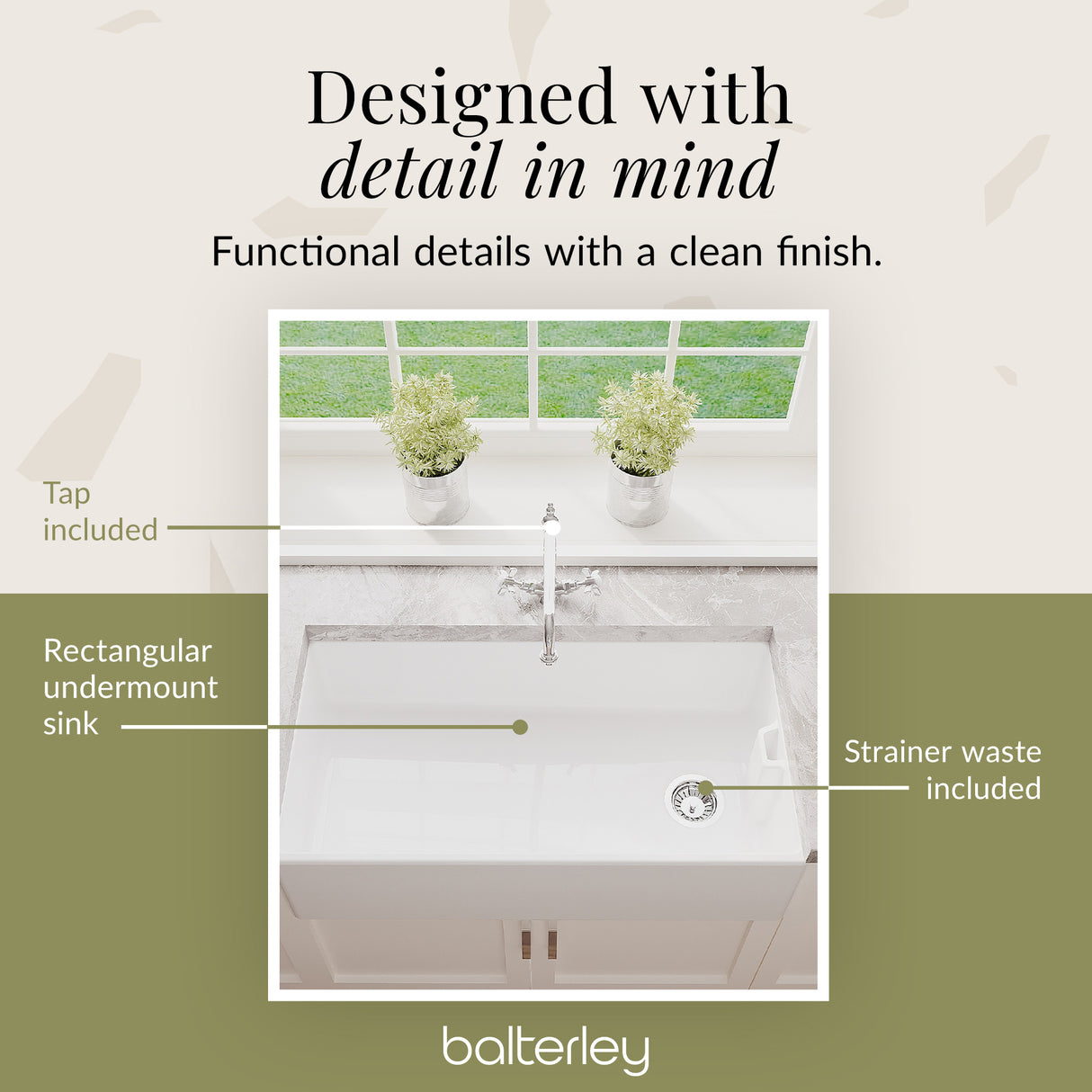90cm Fireclay Ceramic Belfast Kitchen Sink Bundle with French Classic Tap & Waste