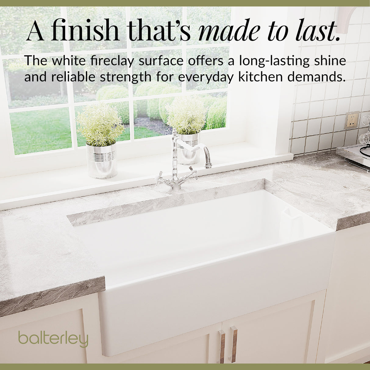 90cm Fireclay Ceramic Belfast Kitchen Sink Bundle with French Classic Tap & Waste