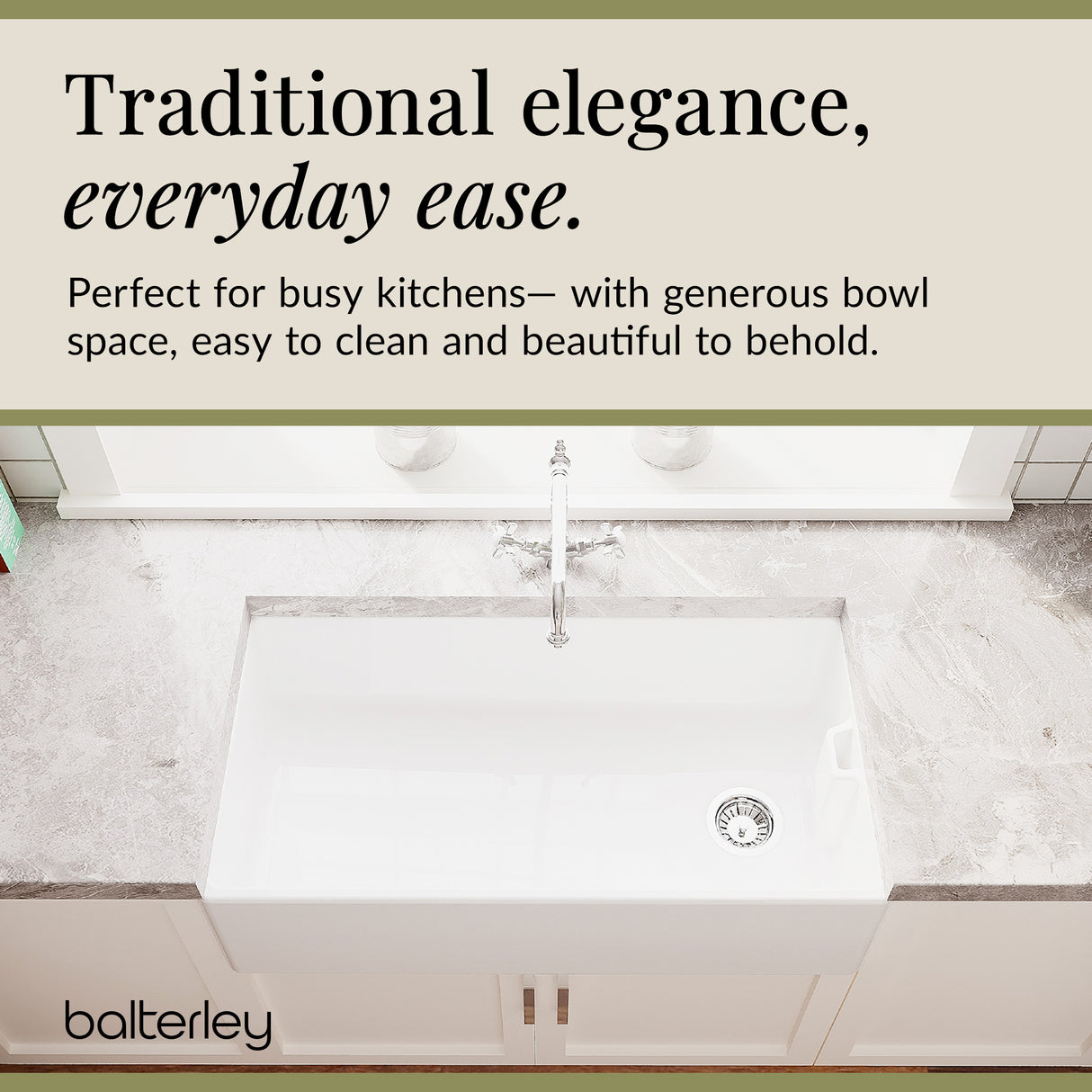 90cm Fireclay Ceramic Belfast Kitchen Sink Bundle with French Classic Tap & Waste