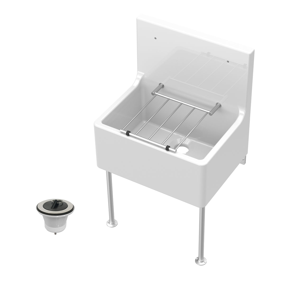 Single Bowl Fireclay Ceramic Cleaner Sink w.Grid - Multiple Sizes and Accessories