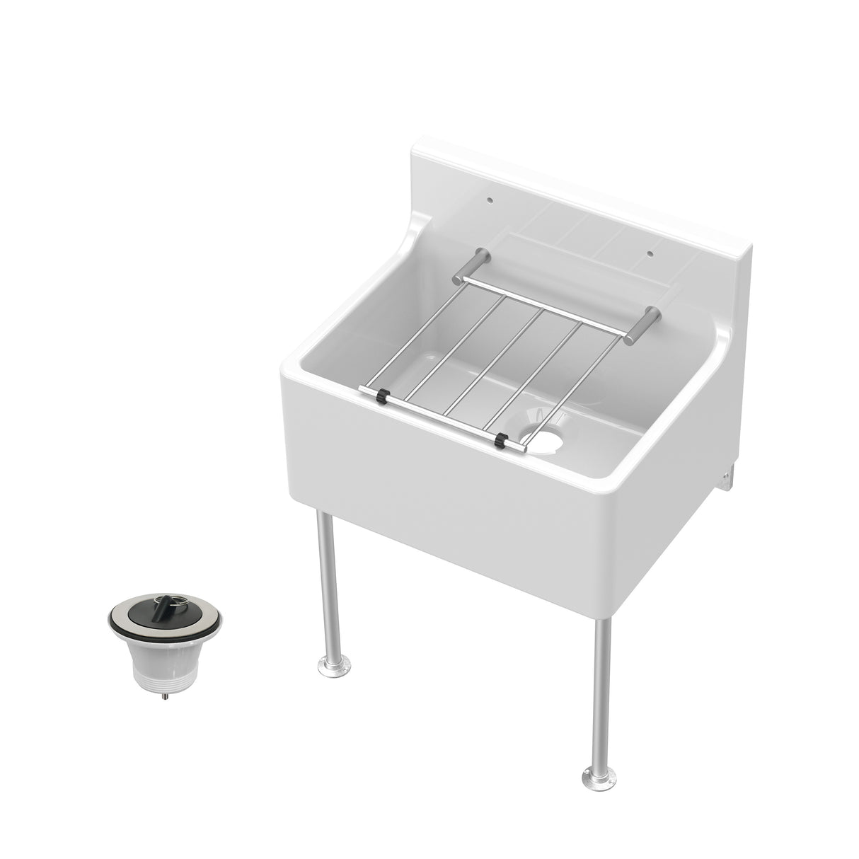 Single Bowl Fireclay Ceramic Cleaner Sink w.Grid - Multiple Sizes and Accessories
