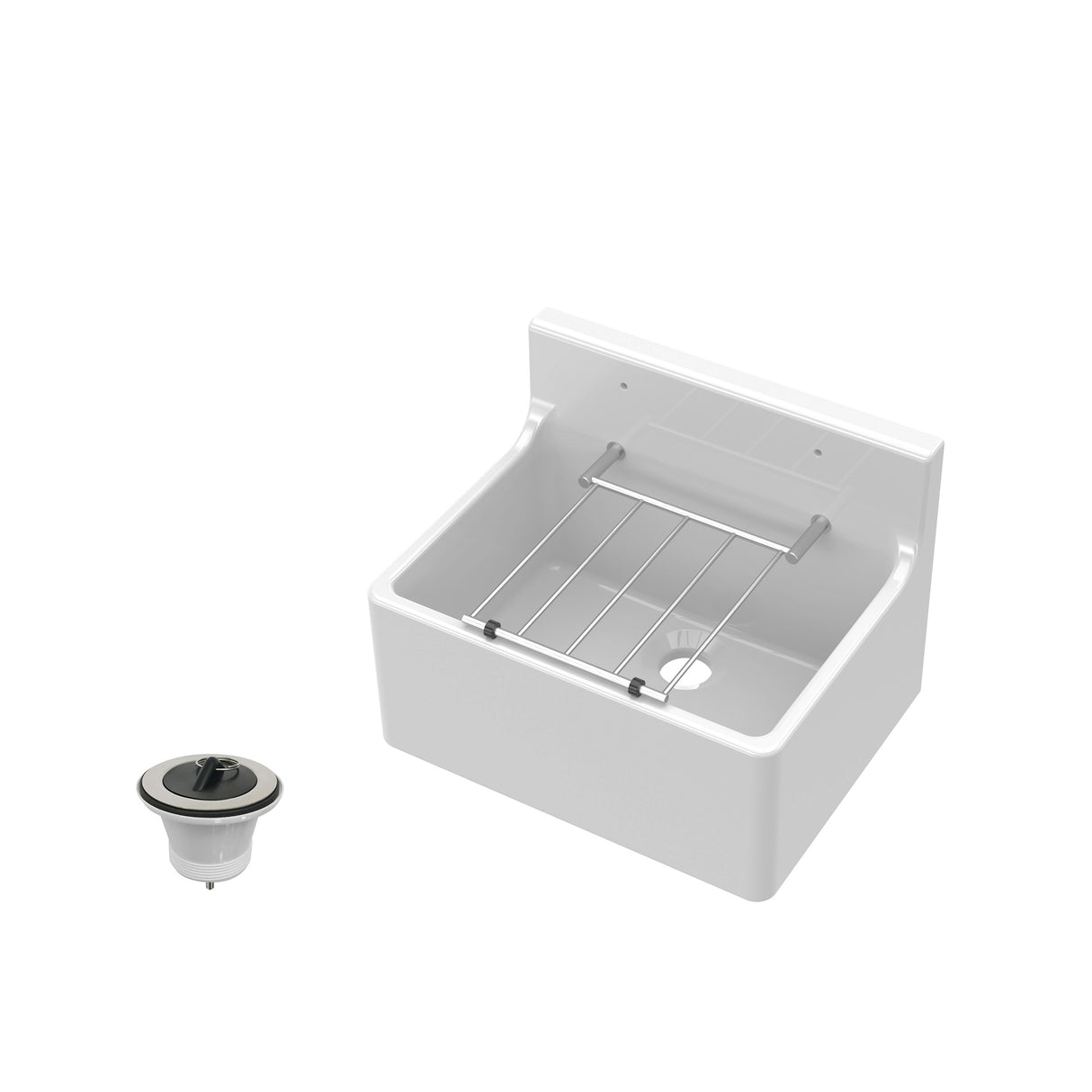 Single Bowl Fireclay Ceramic Cleaner Sink w.Grid - Multiple Sizes and Accessories