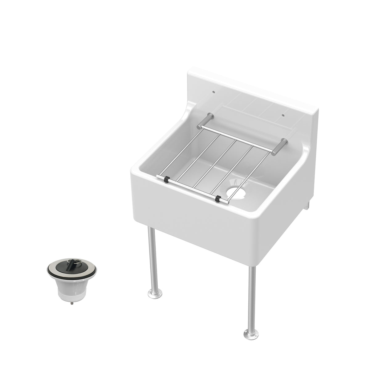 Single Bowl Fireclay Ceramic Cleaner Sink w.Grid - Multiple Sizes and Accessories