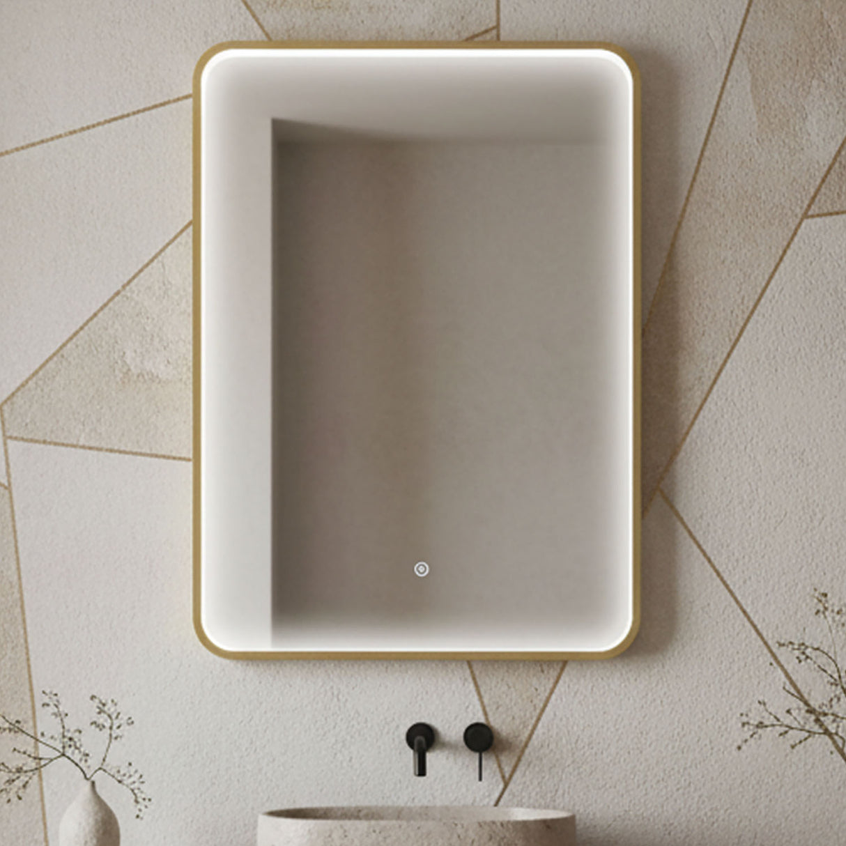 Quixhill Contemporary Inset Framed LED Touch Sensor Mirror with De-mister Pad, 700 x 500mm - Choice of Colour