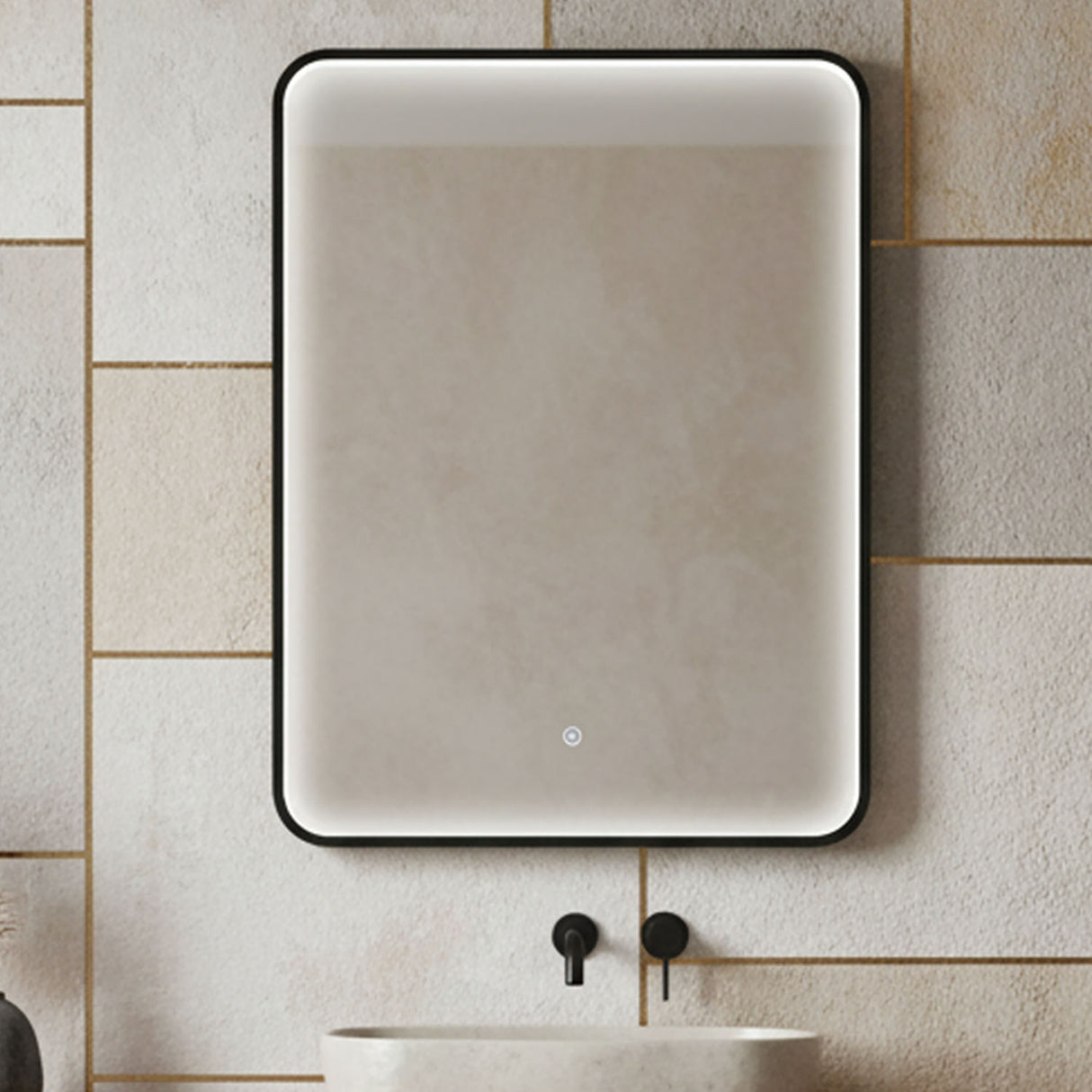 Quixhill Contemporary Inset Framed LED Touch Sensor Mirror with De-mister Pad, 700 x 500mm - Choice of Colour