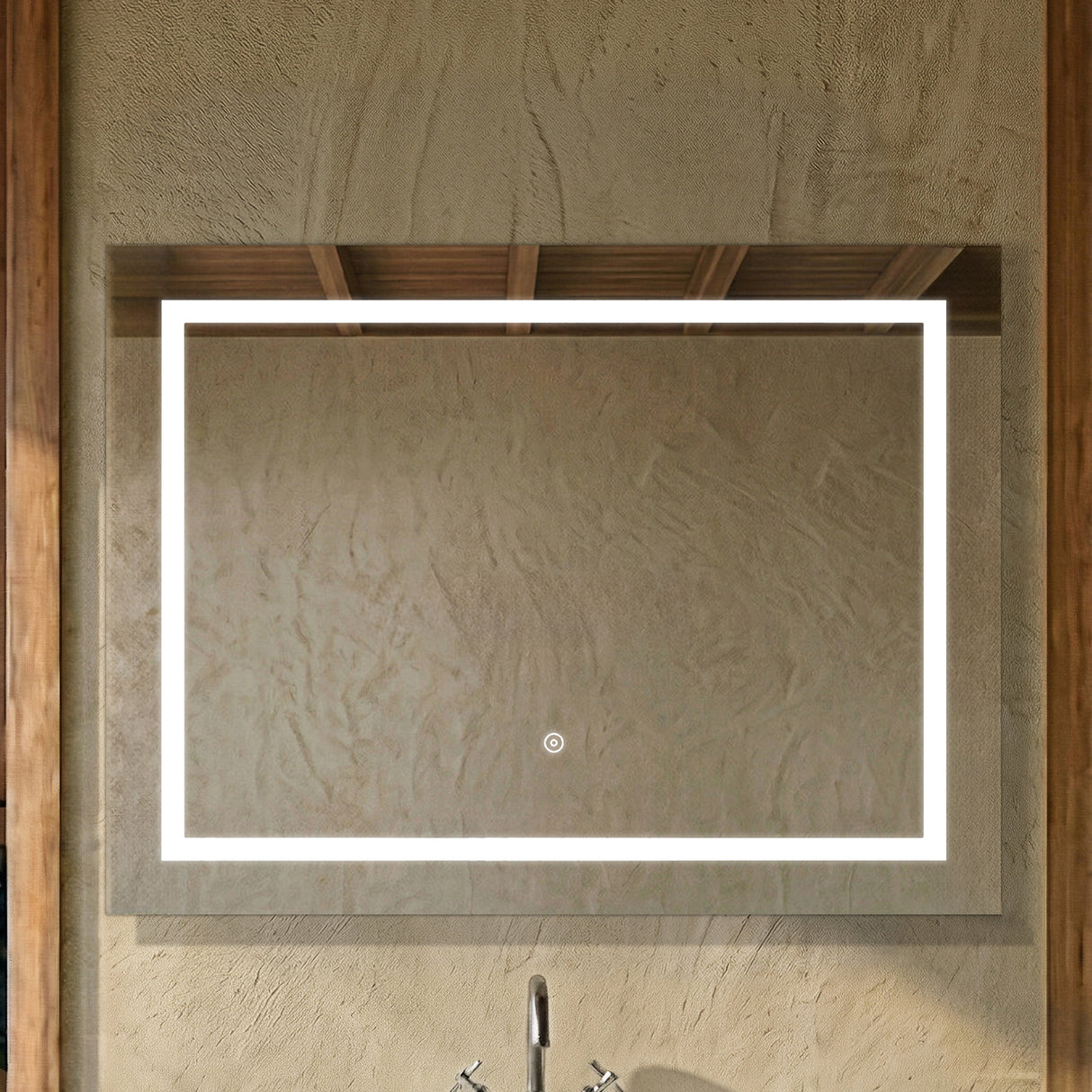 Talke Rectangular Landscape LED Illuminated Touch Sensor Mirror with Demister, 800 x 500mm