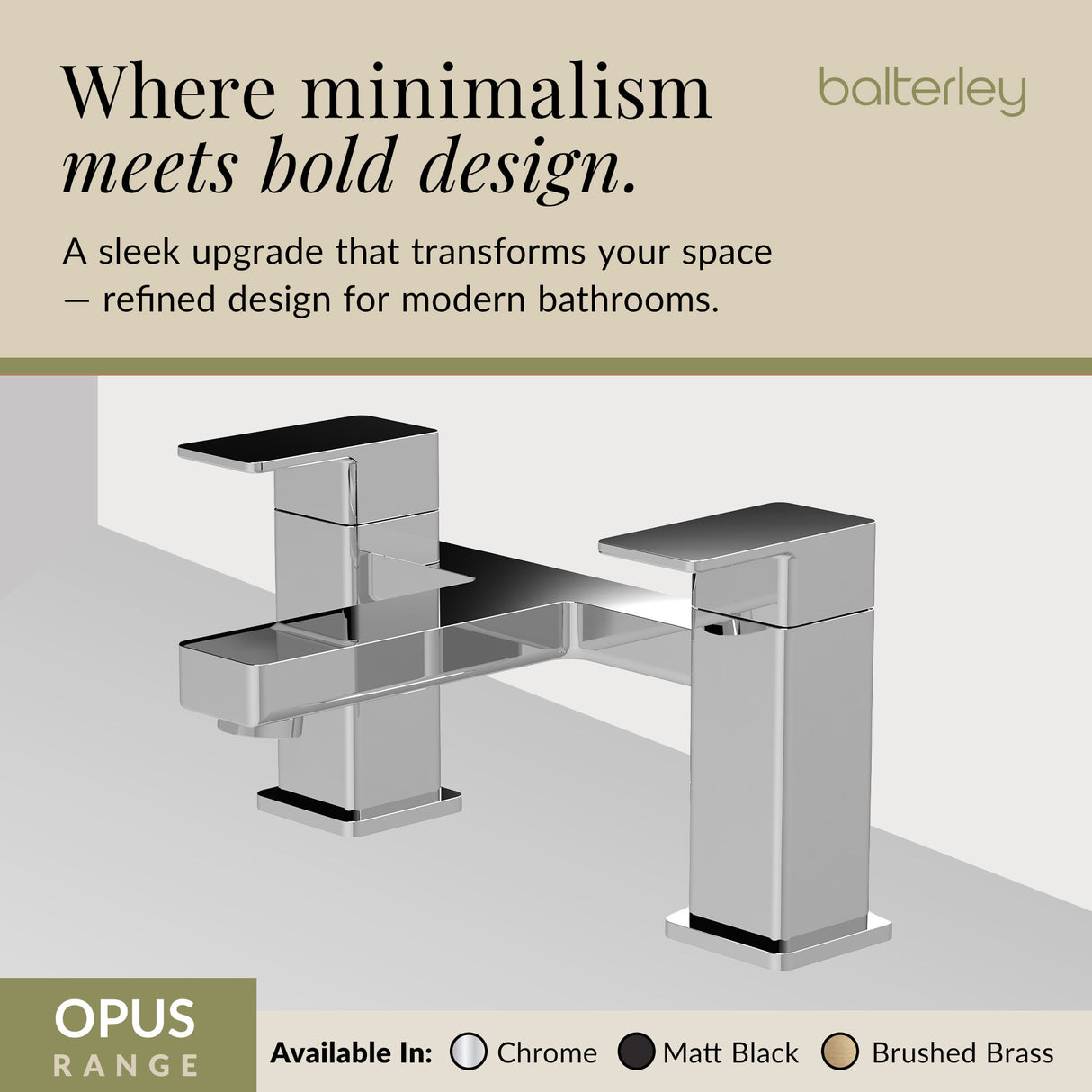 Square Dual Lever Deck Mounted Bath Filler Tap - Choice of Finish