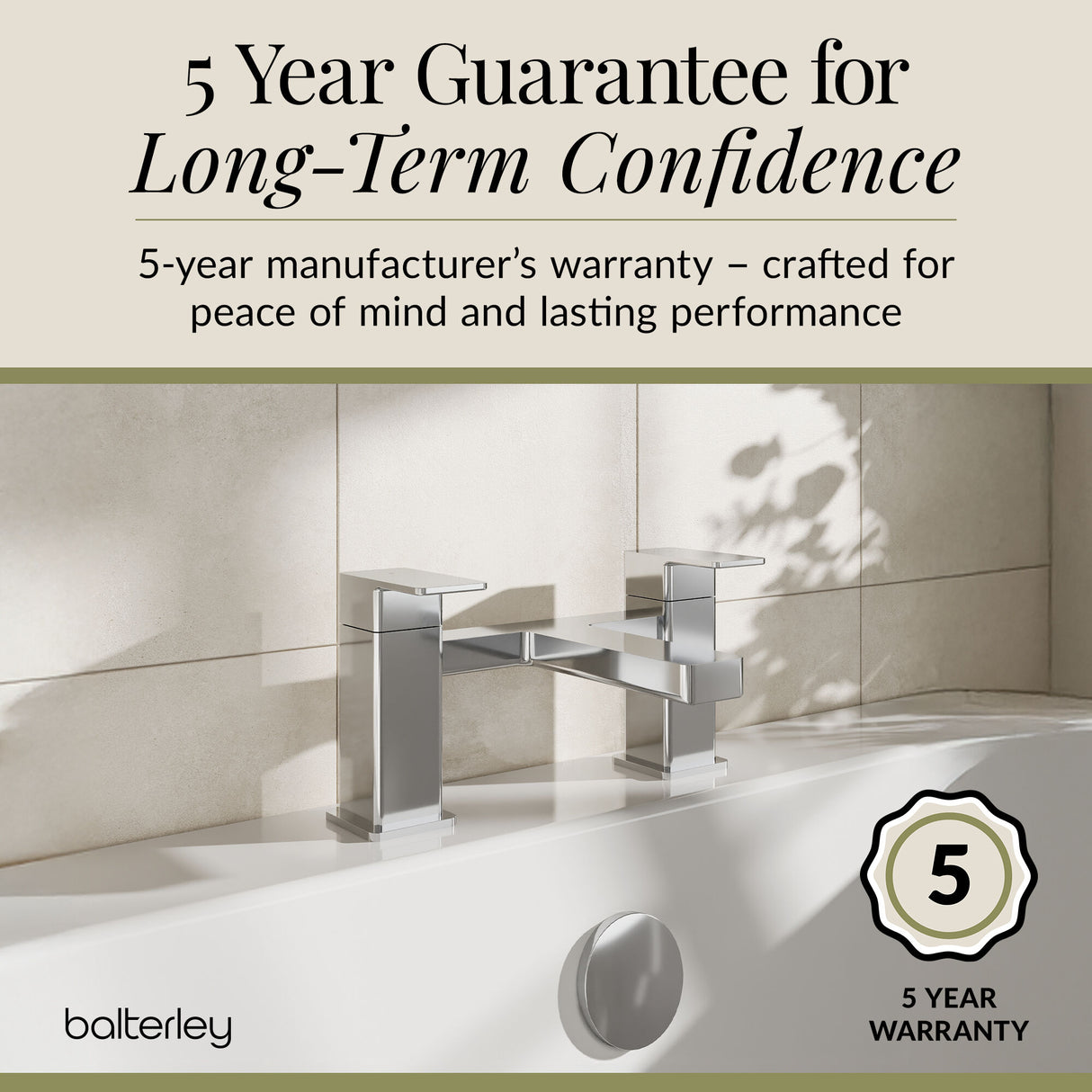 Square Dual Lever Deck Mounted Bath Filler Tap - Choice of Finish