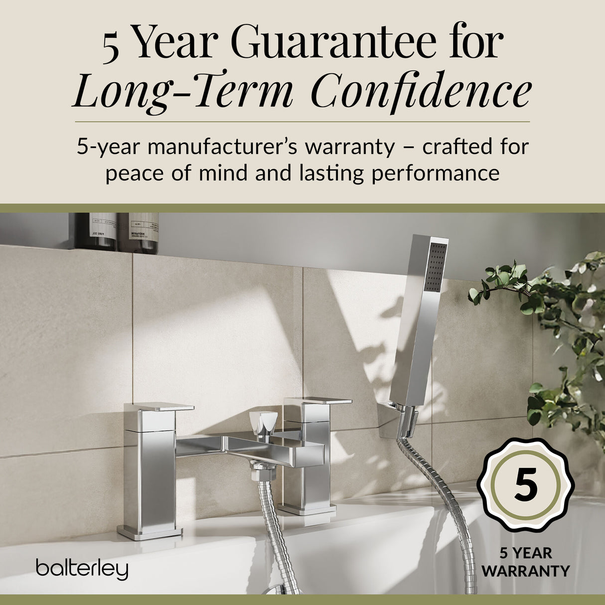 Square Deck Mounted Dual Lever Bath Shower Mixer Tap with Kit - Choice of Finish