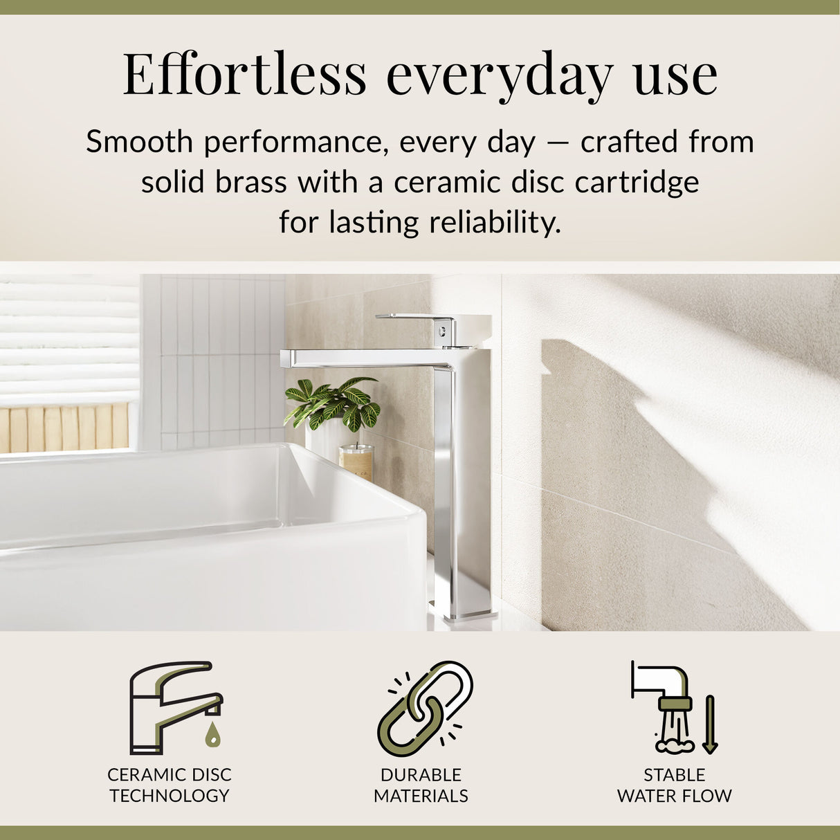 Square Tall High Rise Mono Basin Mixer Tap - Choice of Finish