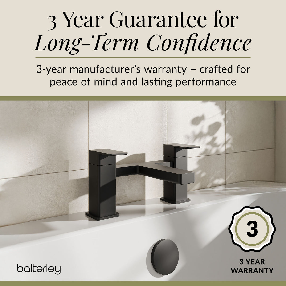 Square Dual Lever Deck Mounted Bath Filler Tap - Choice of Finish