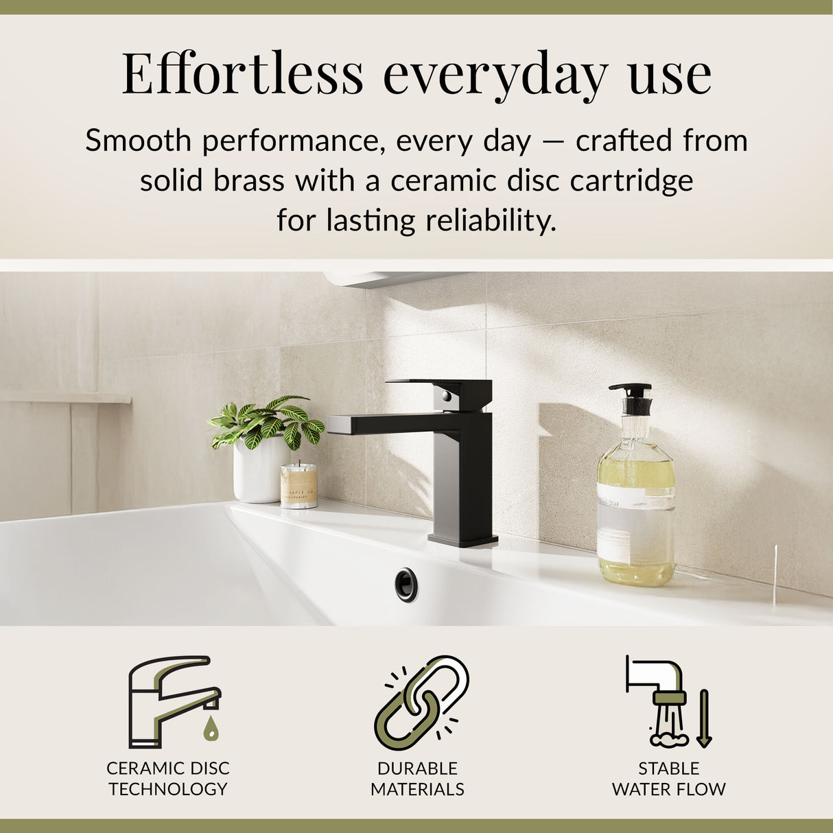 Square Mono Basin Mixer Bathroom Sink Tap with Push Button Waste