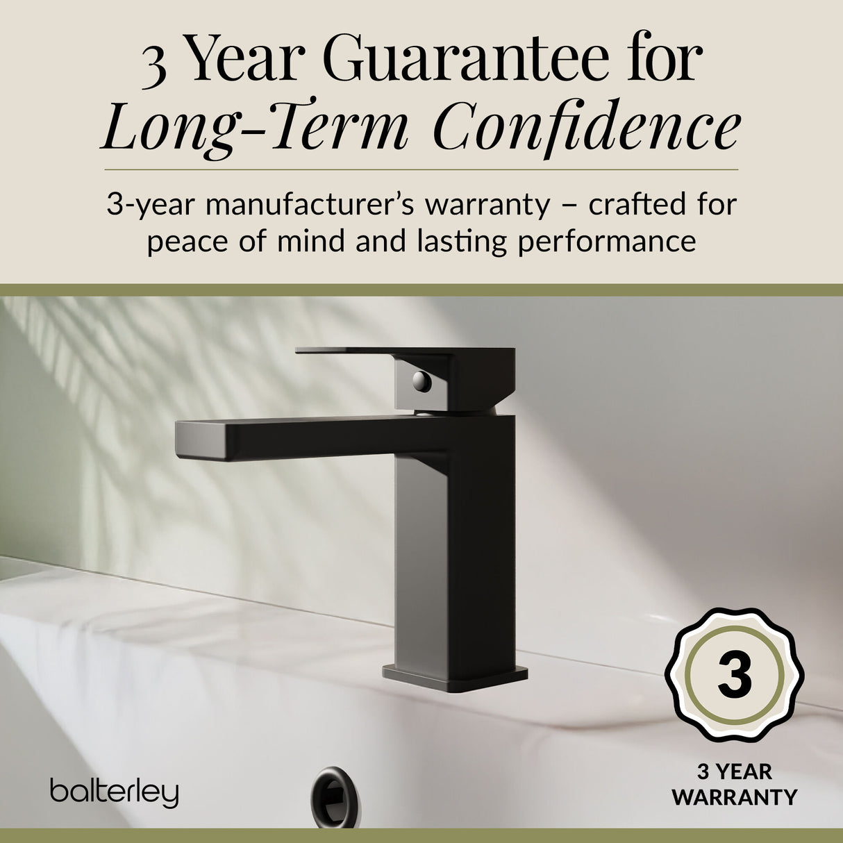 Square Mono Basin Mixer Bathroom Sink Tap with Push Button Waste