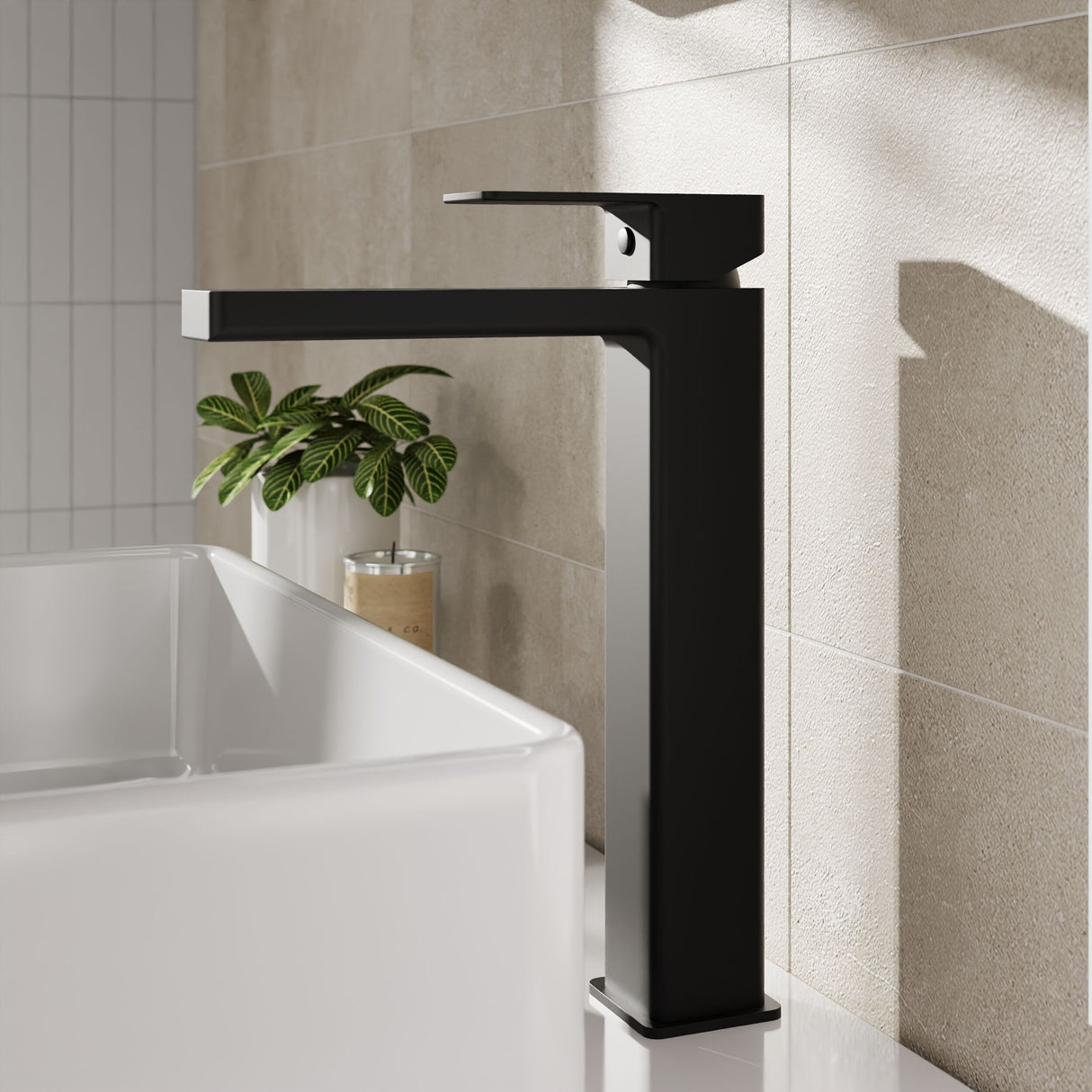 Square Tall High Rise Mono Basin Mixer Tap - Choice of Finish