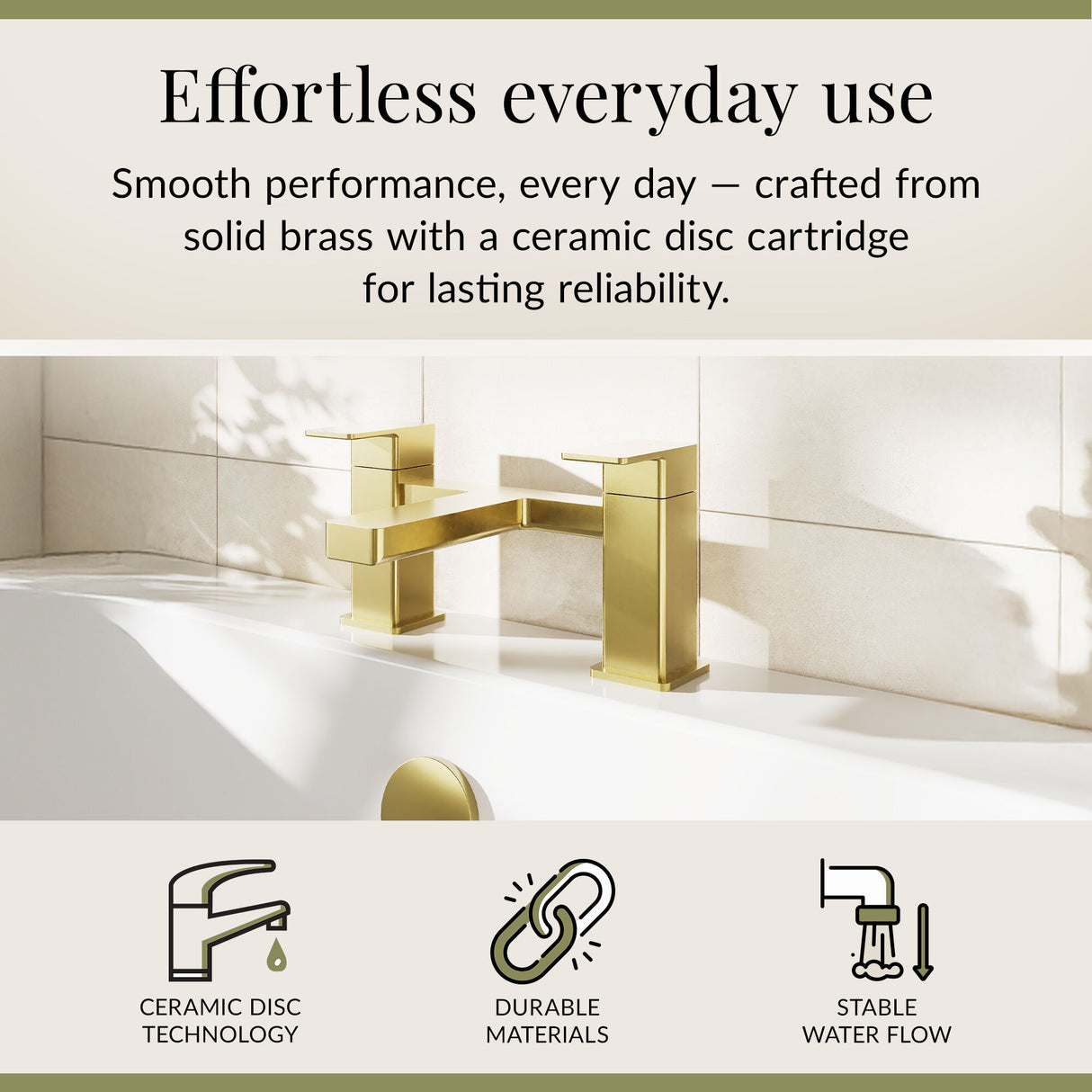 Square Dual Lever Deck Mounted Bath Filler Tap - Choice of Finish