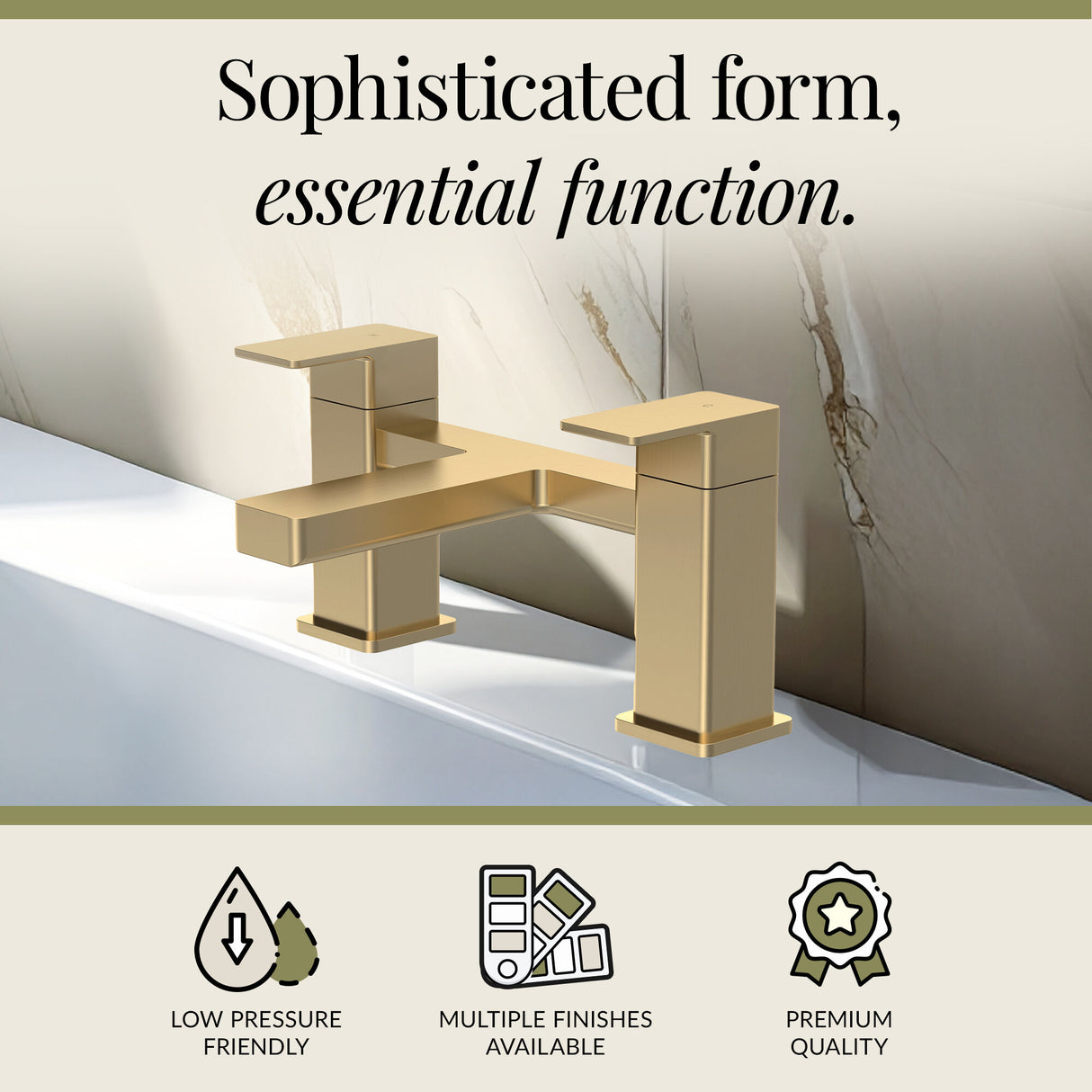 Square Dual Lever Deck Mounted Bath Filler Tap - Choice of Finish