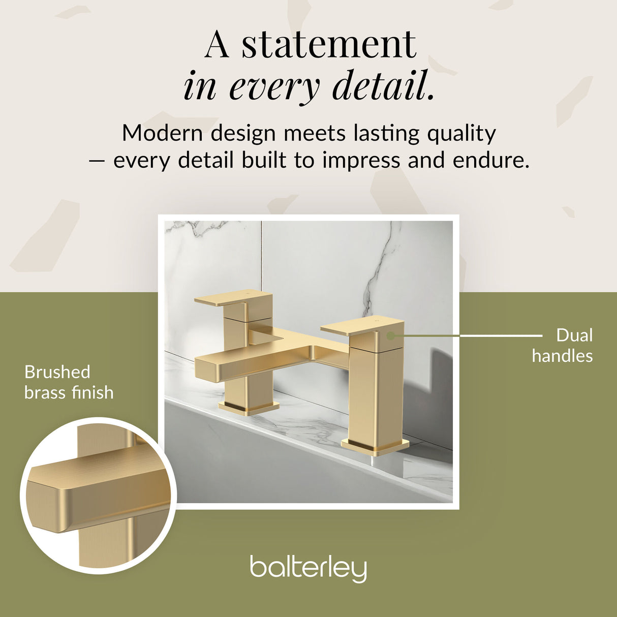 Square Dual Lever Deck Mounted Bath Filler Tap - Choice of Finish