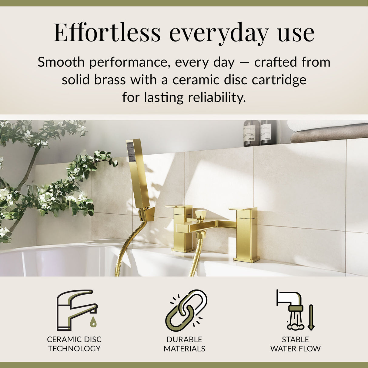 Square Deck Mounted Dual Lever Bath Shower Mixer Tap with Kit - Choice of Finish