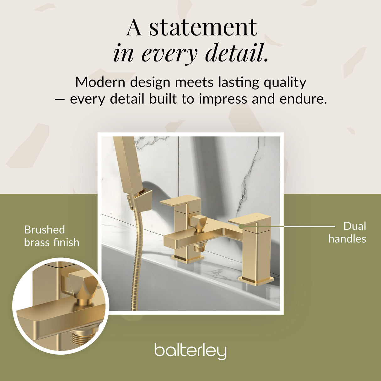 Square Deck Mounted Dual Lever Bath Shower Mixer Tap with Kit - Choice of Finish