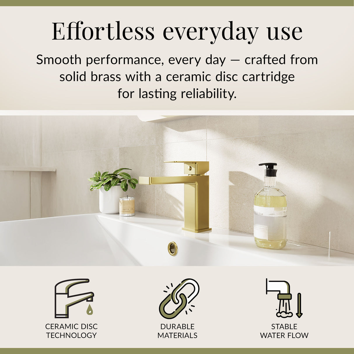 Square Mono Basin Mixer Bathroom Sink Tap with Push Button Waste