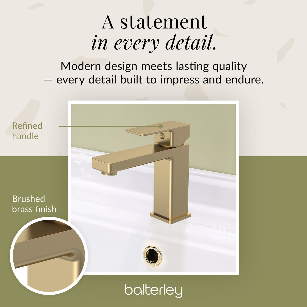 Square Mono Basin Mixer Bathroom Sink Tap with Push Button Waste