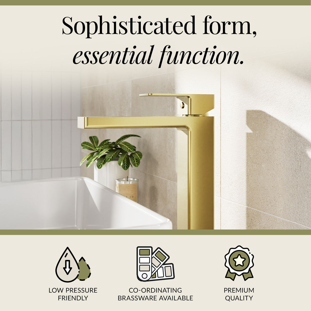 Square Tall High Rise Mono Basin Mixer Tap - Choice of Finish