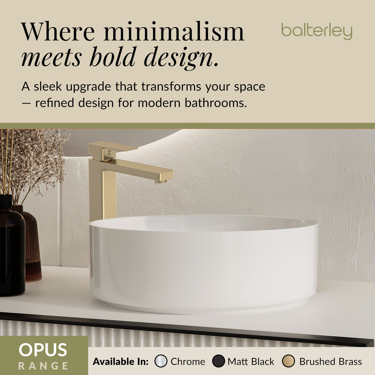 Square Tall High Rise Mono Basin Mixer Tap - Choice of Finish