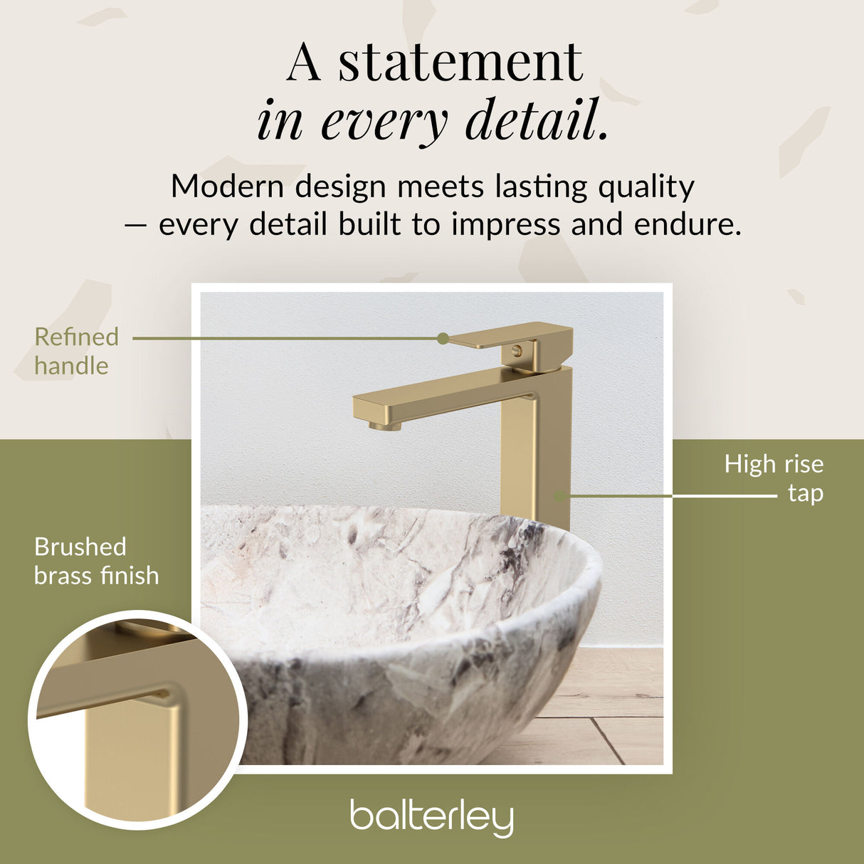 Square Tall High Rise Mono Basin Mixer Tap - Choice of Finish