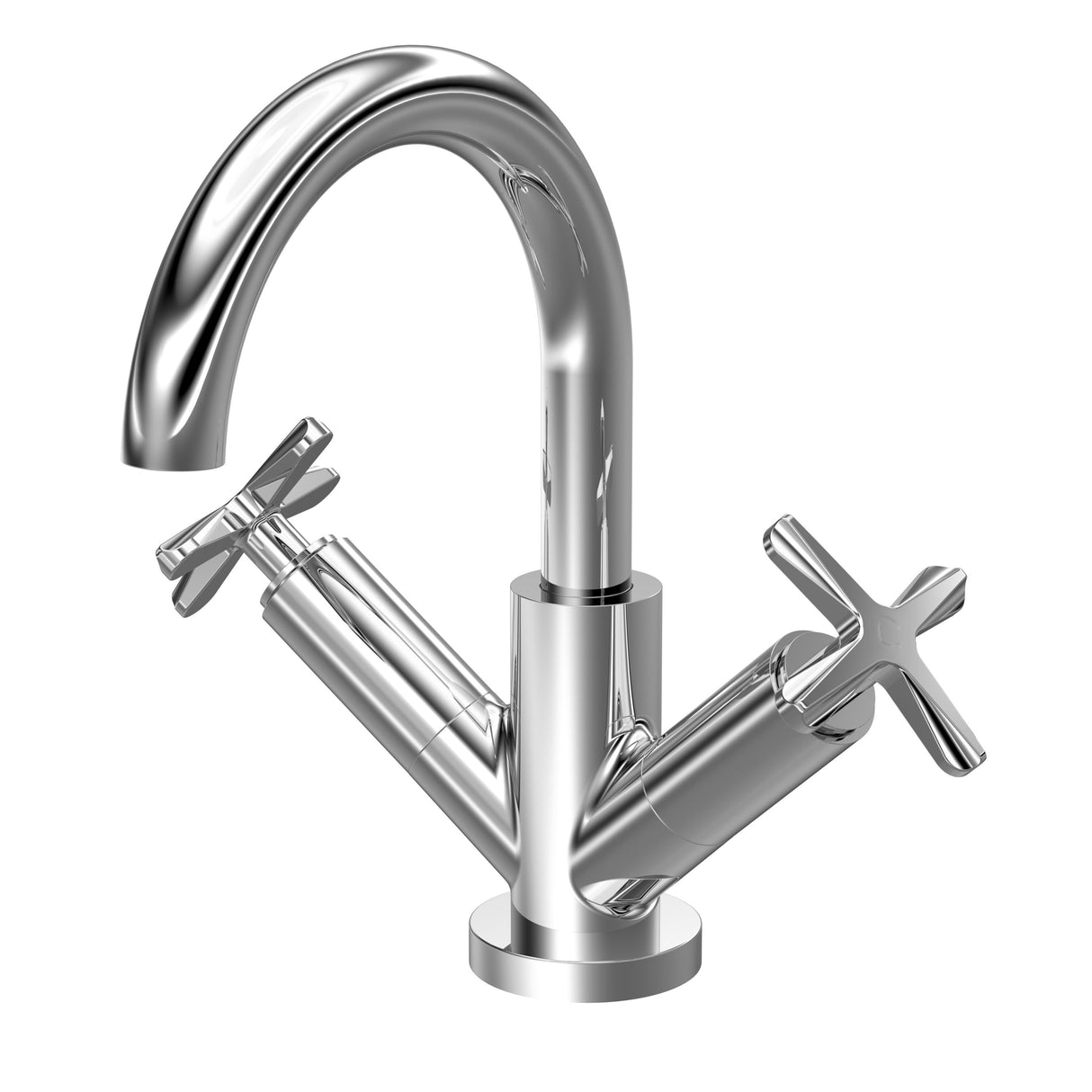 Levedale Mono Basin Mixer Tap with Crosshead Handles and Waste - Choice of Finish