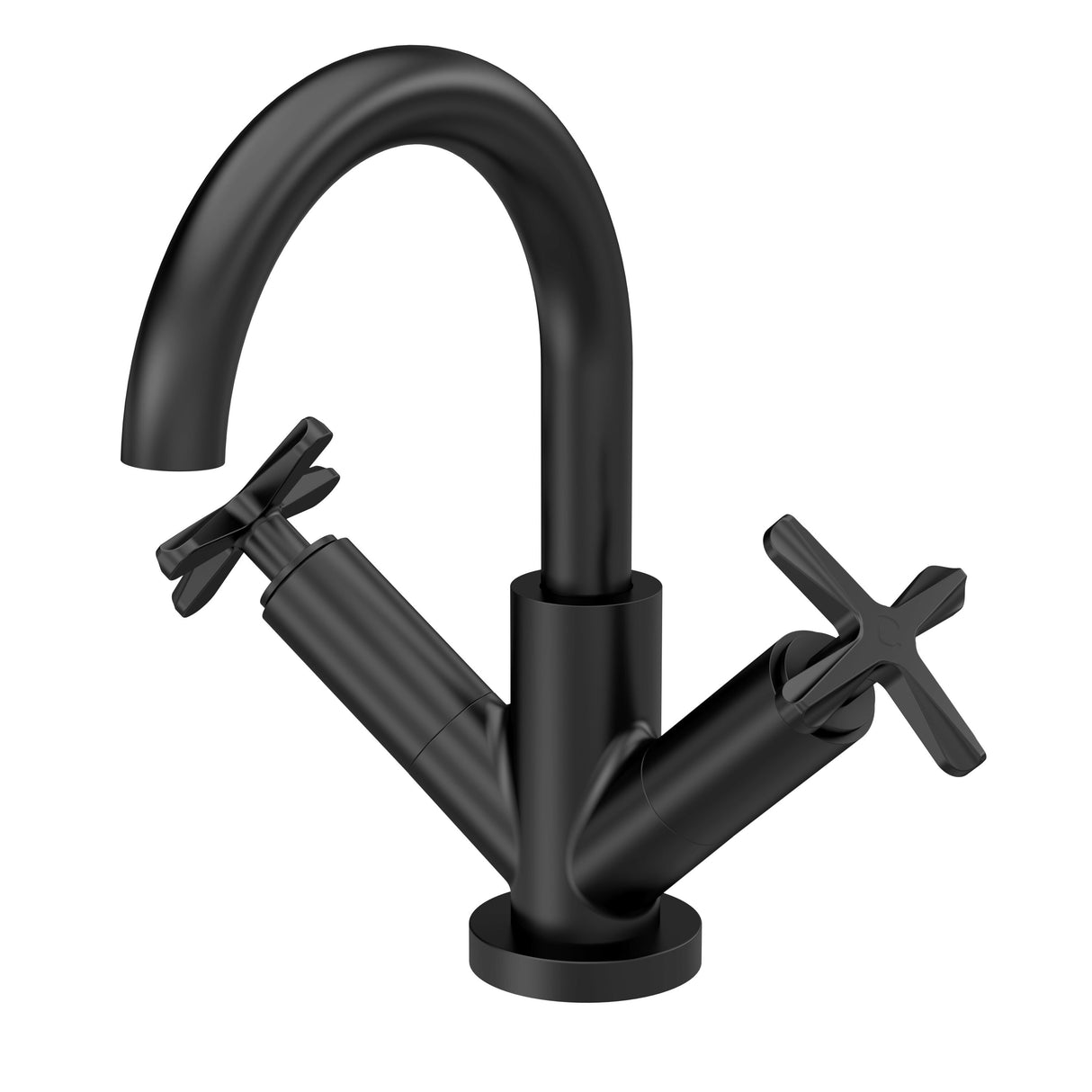 Levedale Mono Basin Mixer Tap with Crosshead Handles and Waste - Choice of Finish