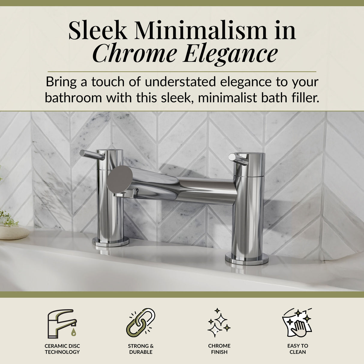 Minimalist Round Deck Mounted Bath Filler Tap - Choice of Finish