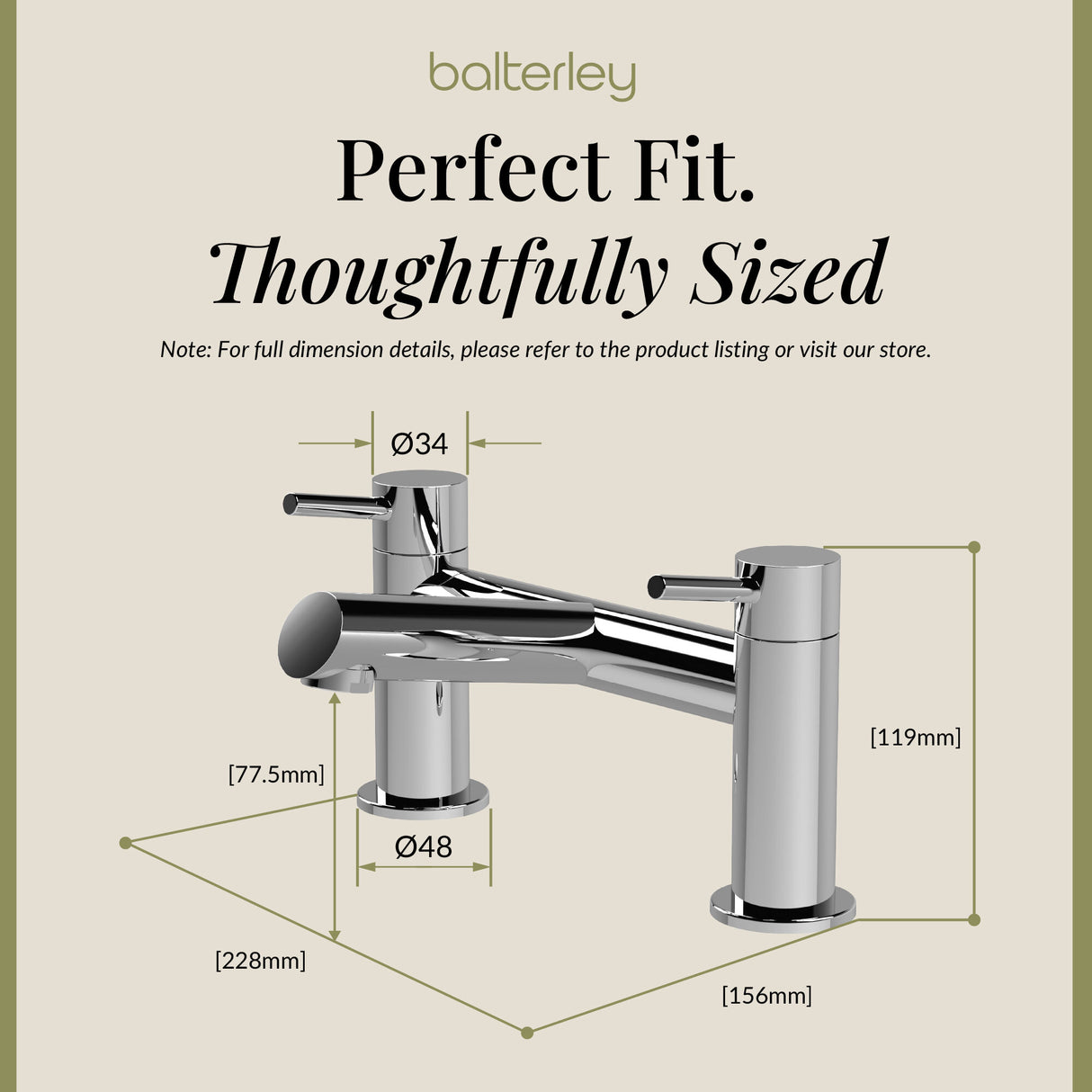 Minimalist Round Deck Mounted Bath Filler Tap - Choice of Finish