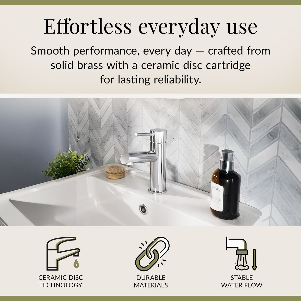 Minimalist Round Mono Basin Mixer Tap & Push Button Waste - Choice of Finish